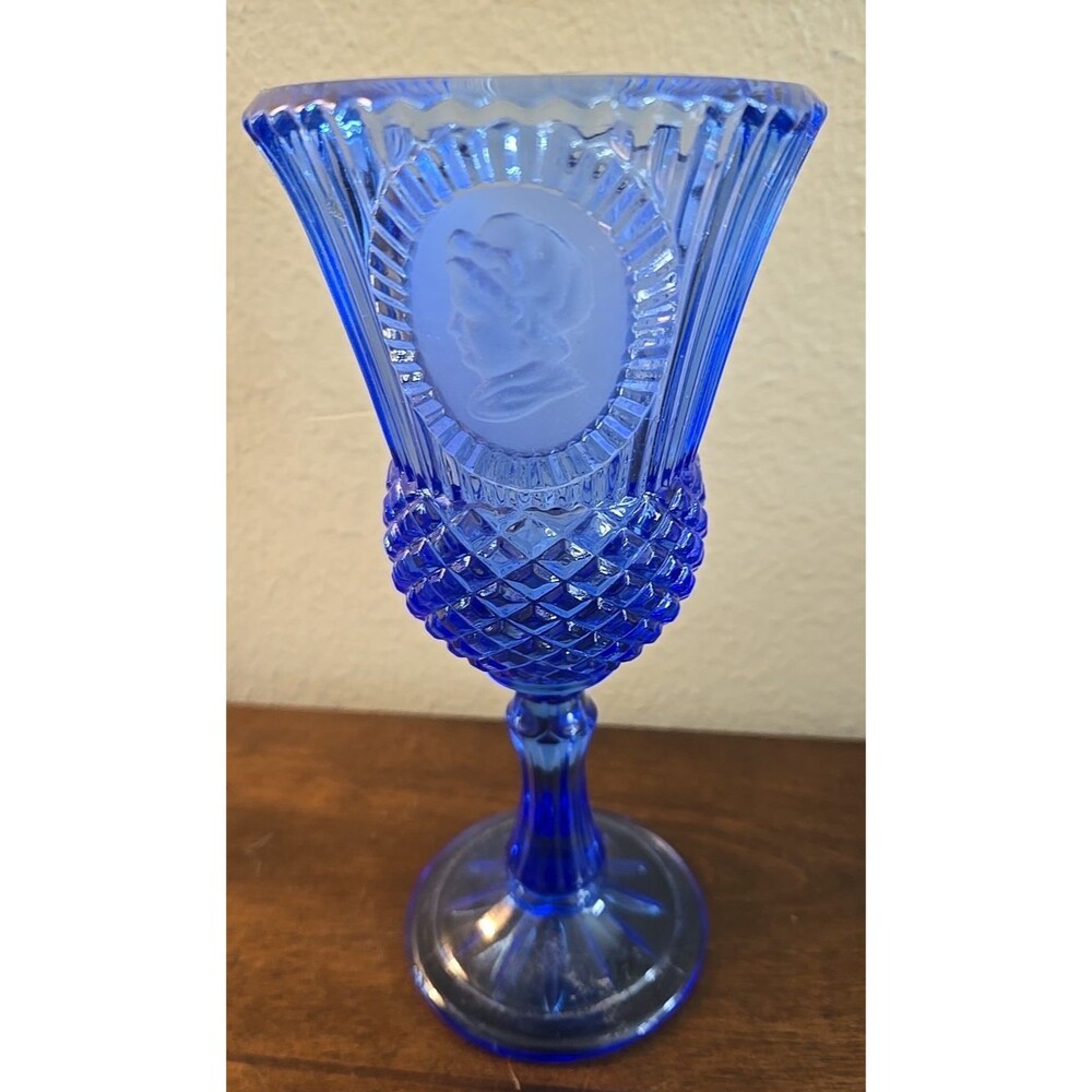 Vintage Fostoria Avon Cobalt Blue Martha Washington Water Wine Goblet Glass